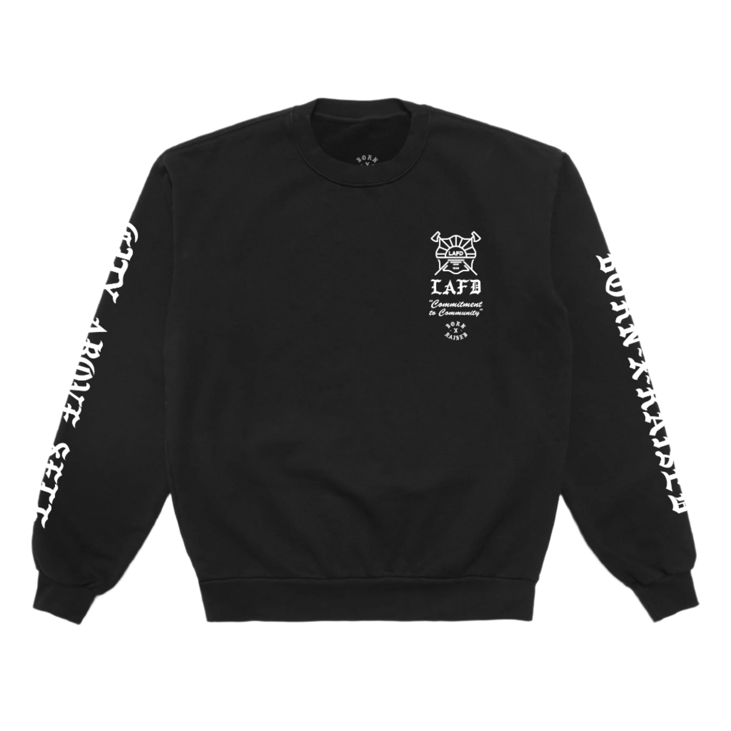 BORN X RAISED + LAFD City Above Self Crewneck (Black)