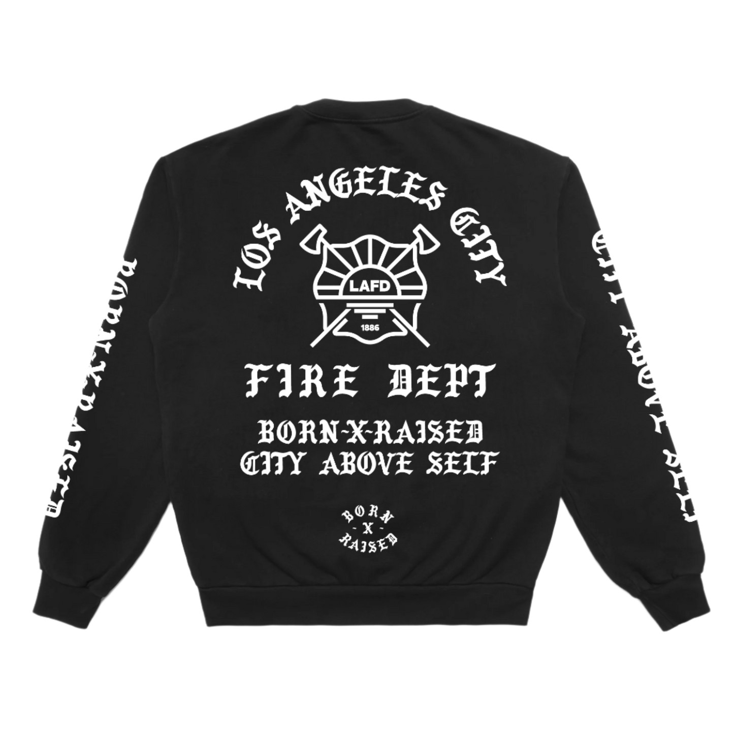 BORN X RAISED + LAFD City Above Self Crewneck (Black)